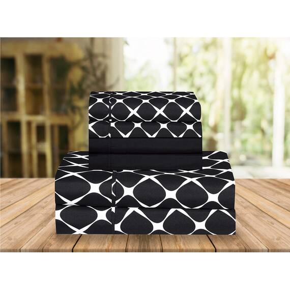 Eleganter Komfort, weich, Knitter- und lichtbeständig, 6-teiliges Bettwäsche-Set Twin/Twin XL Bloomingdale Schwarz