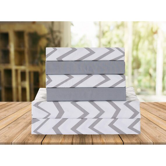 Elegant Comfort Luxuriöses, weiches Bettlaken, Chevron-Muster, 1500, hochwertige Hotelqualität, Mikrofaser, weich, Knitter- und lichtbeständig (6-teilig), Kingsize-Bett, Grau