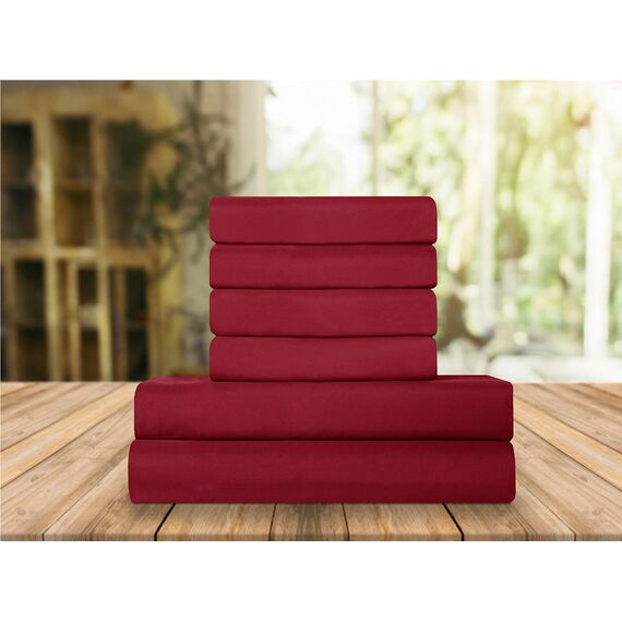 Elegant Comfort Luxuriöse weiche Bettlaken, 1500, Premium-Hotelqualität, Mikrofaser, Weichheit, Knitter- und lichtbeständig, 6-teilig, California King, Burgunderrot Amaranth