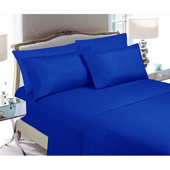 Eleganter Komfort, weich, Knitter- und lichtbeständig, 6-teiliges Bettwäsche-Set Queen Blau - Duke Blue