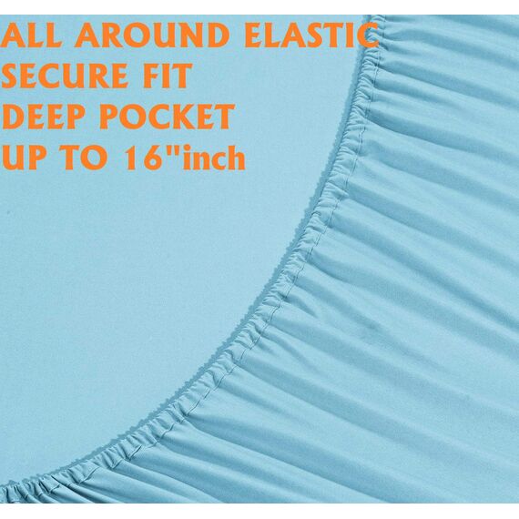 Eleganter Komfort, weich, Knitter- und lichtbeständig, 6-teiliges Bettwäsche-Set Twin/Twin XL Aqua Blue