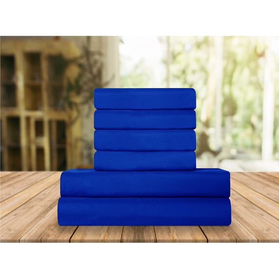 Eleganter Komfort, weich, Knitter- und lichtbeständig, 6-teiliges Bettwäsche-Set Queen Blau - Duke Blue