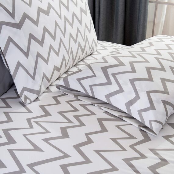 Elegant Comfort Luxuriöses, weiches Bettlaken, Chevron-Muster, 1500, hochwertige Hotelqualität, Mikrofaser, weich, Knitter- und lichtbeständig (6-teilig), Kingsize-Bett, Grau