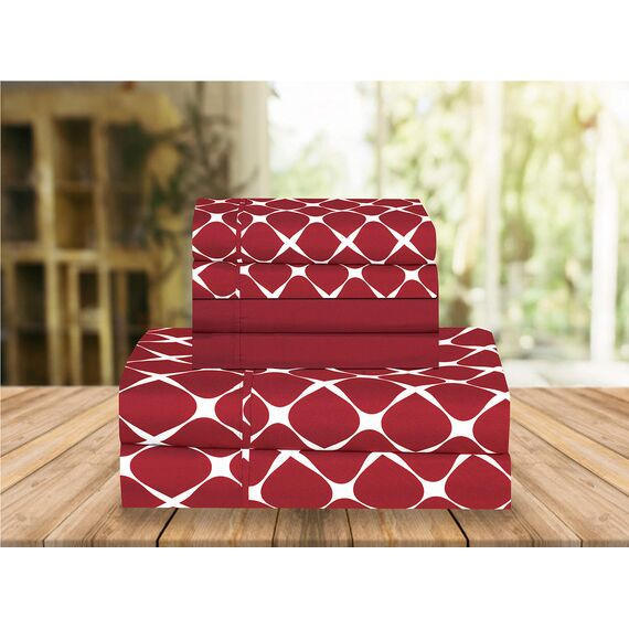 Elegant Comfort Luxuriöses, weiches Bettwäsche-Set von Bloomingdale, Fadenzahl 1500, Perkal, ägyptische Qualität, weich, knitter- und lichtbeständig, 6-teiliges Bettwäsche-Set, Queensize, Burgunderrot