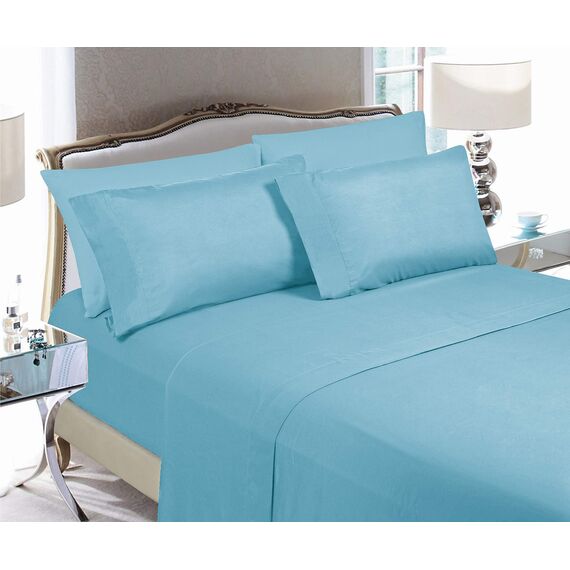 Eleganter Komfort, weich, Knitter- und lichtbeständig, 6-teiliges Bettwäsche-Set Twin/Twin XL Aqua Blue