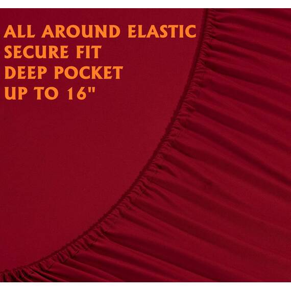Elegant Comfort Luxuriöse weiche Bettlaken, 1500, Premium-Hotelqualität, Mikrofaser, weich, Knitter- und lichtbeständig, 6-teilig, Queen-Size-Bett, Burgunderrot, Amaranth