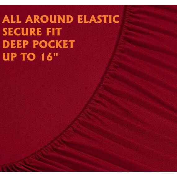 Elegant Comfort Luxuriöse weiche Bettlaken, 1500, Premium-Hotelqualität, Mikrofaser, Weichheit, Knitter- und lichtbeständig, 6-teilig, California King, Burgunderrot Amaranth