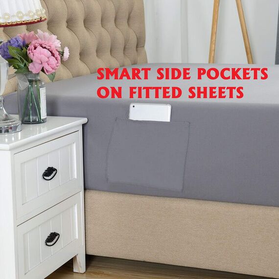 Elegant Comfort Luxuriöse weiche Bettwäsche mit Bloomingdale-Muster – 1500 Premium-Hotelqualität, Mikrofaser, Weichheit, Knitter- und lichtbeständig, 4-teilig, Twin/Twin XL, Grau