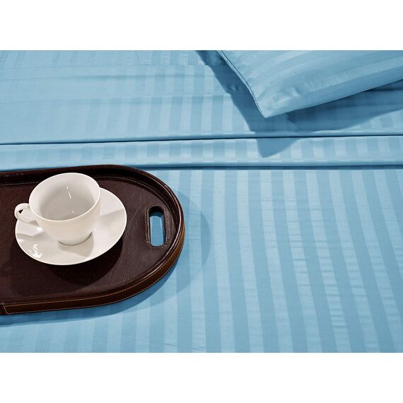 Elegant Comfort Luxuriöse, weiche Bettlaken Dobby Stripe 1500, Premium-Hotelqualität, Mikrofaser, Weichheit, Knitter- und lichtbeständig (6-teilig), California-King-Size-Bett, Aquablau