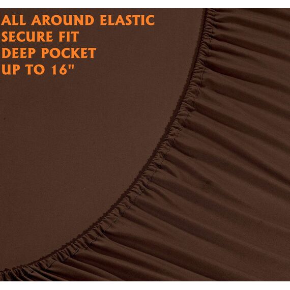 Elegant Comfort Luxuriöse, weiche Bettwäsche, 1500, hochwertige Hotelqualität, Mikrofaser, Weichheit, Knitter- und lichtbeständig (6-teilig), California-King-Size-Bett, Espressobraun