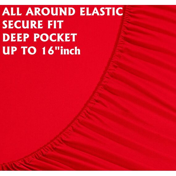 Elegant Comfort Luxuriöse weiche Bettwäsche mit Fadenzahl 1500, Perkal, ägyptische Qualität, Knitter- und lichtbeständig, 6-teiliges Bettwäsche-Set für Queen, Candy Apple Red (ZMM-6PC-Queen-Red)