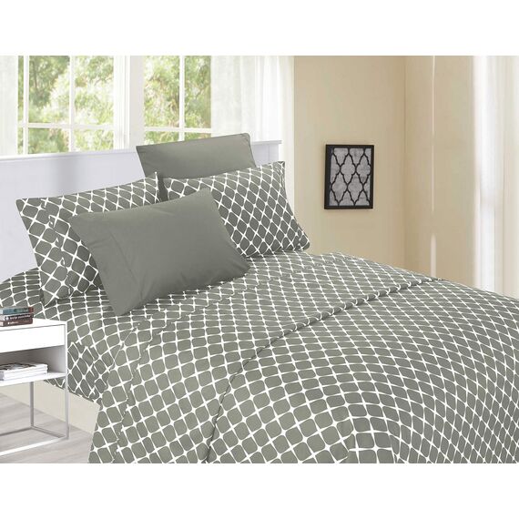 Elegant Comfort Luxuriöse weiche Bettwäsche mit Bloomingdale-Muster – 1500 Premium-Hotelqualität, Mikrofaser, Weichheit, Knitter- und lichtbeständig, 4-teilig, Twin/Twin XL, Grau