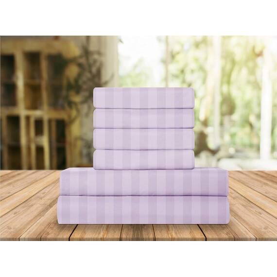 Elegant Comfort Luxuriöse, weiche Bettlaken Dobby Stripe 1500, Premium-Hotelqualität, Mikrofaser, Weichheit, knitter- und lichtbeständig (4-teilig), Doppelbett-Bettwäsche-Set, Doppelbett, gestreift