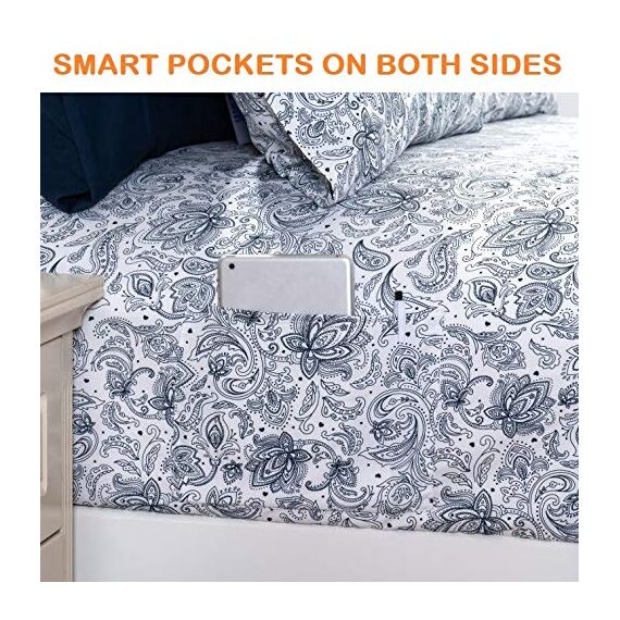 Elegant Comfort Luxuriöse weiche Bettwäsche mit Paisleymuster – 1500 Premium-Hotelqualität, Mikrofaser, weich, Knitter- und lichtbeständig, 4-teilig, Twin/Twin XL, Marineblau