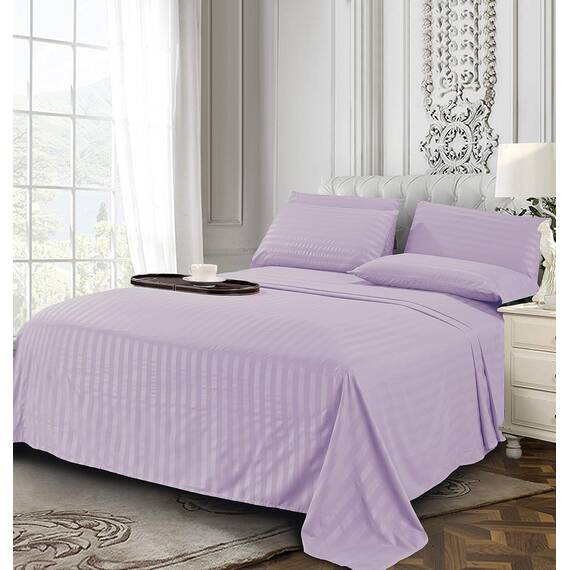 Elegant Comfort Luxuriöse, weiche Bettlaken Dobby Stripe 1500, Premium-Hotelqualität, Mikrofaser, Weichheit, knitter- und lichtbeständig (4-teilig), Doppelbett-Bettwäsche-Set, Doppelbett, gestreift