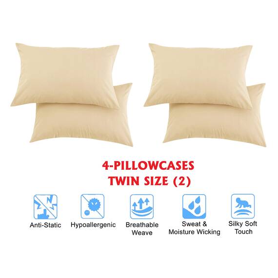 Elegant Comfort Luxuriöse weiche Bettlaken, Fadenzahl 1500, Perkal, ägyptische Qualität, Mikrofaser, weich, Knitter- und lichtbeständig, 6-teilig, Queen-Size-Bett, Leinen, cremefarben