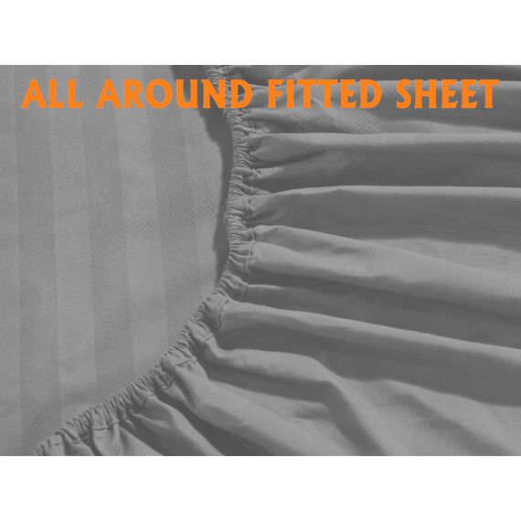 Elegant Comfort Luxuriöse, weiche Bettlaken Dobby Stripe 1500, Premium-Hotelqualität, Mikrofaser, Weichheit, Knitter- und lichtbeständig (4-teilig), Bettwäsche-Set, Doppelbett, gestreift, Platingrau