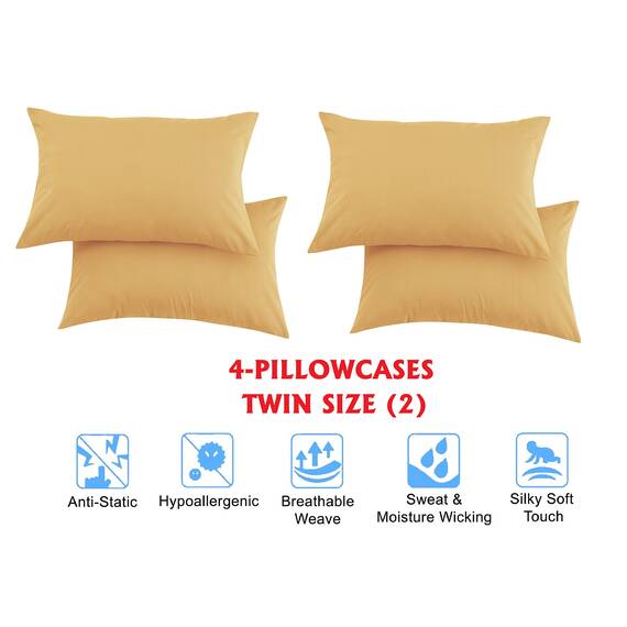 Elegant Comfort Luxuriöse weiche Bettlaken, 1500, Premium-Hotelqualität, Mikrofaser, Weichheit, Knitter- und lichtbeständig, 6-teiliges Bettwäsche-Set, vollständig, Medaillon, Gold