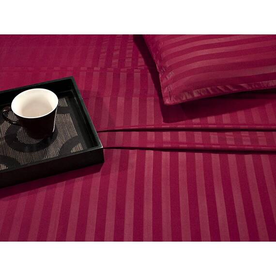 Elegant Comfort Luxuriöse, weiche Bettlaken Dobby Stripe 1500, Premium-Hotelqualität, Mikrofaser, Weichheit, Knitter- und lichtbeständig (4-teilig), Bettwäsche-Set, Twin, gestreift, Burgunderrot