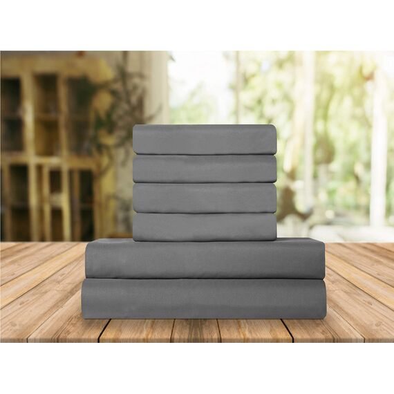Elegant Comfort Luxuriöse weiche Bettlaken, 1500, Premium-Hotelqualität, Mikrofaser, Weichheit, Knitter- und lichtbeständig, 6-teilig, Platingrau
