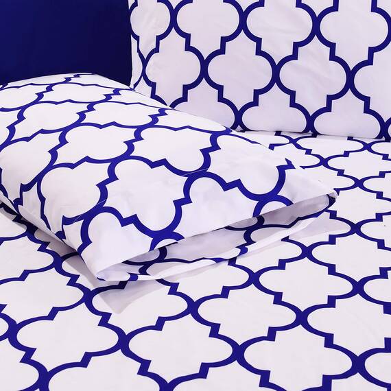 Elegant Comfort Luxuriöse weiche Bettlaken, Vierpass-Muster, 1500 Premium-Hotelqualität, Mikrofaser, Weichheit, Knitter- und lichtbeständig, 6-teilig, Kingsize, Duke Blue