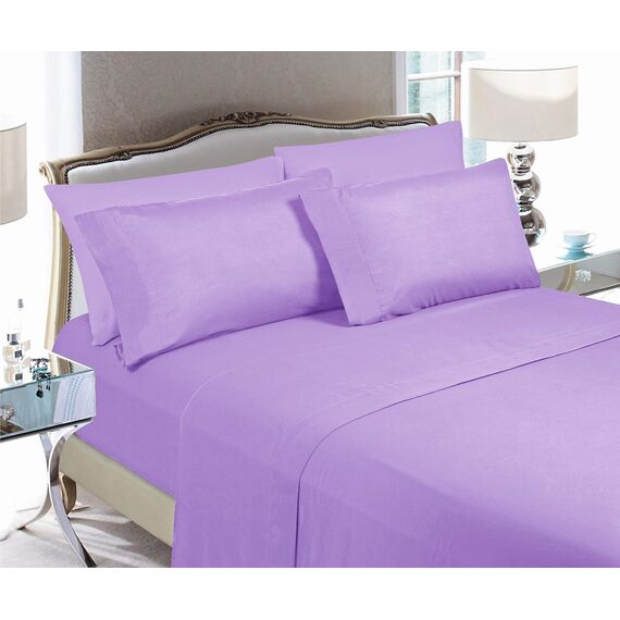 Elegant Comfort Bettwäsche-Set, Knitter- und farbbeständig, 6-teilig King Immergrün Lavendel