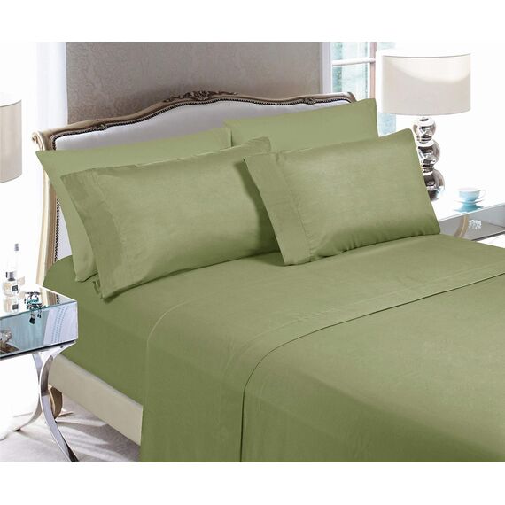 Elegant Comfort Luxuriöse weiche Bettlaken, 1500, Premium-Hotelqualität, Mikrofaser, weich, Knitter- und lichtbeständig, 6-teilig, California King, Olivgrün
