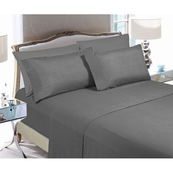 Elegant Comfort Luxuriöse weiche Bettlaken, 1500, Premium-Hotelqualität, Mikrofaser, Weichheit, Knitter- und lichtbeständig, 6-teilig, Platingrau