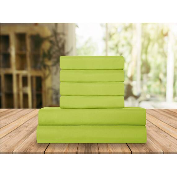 Elegant Comfort Luxuriöse weiche Bettlaken, 1500, Premium-Hotelqualität, Mikrofaser, Weichheit, Knitter- und lichtbeständig, 6-teilig, Queen-Size-Bett, Neongrün