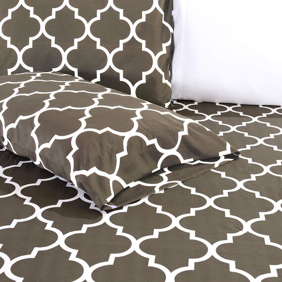Elegant Comfort Luxuriöses, weiches Bettlaken, Vierpass-Muster, hochwertige Hotelqualität, Mikrofaser, Weichheit, Knitter- und lichtbeständig (6-teilig), Kingsize-Bett, Grau