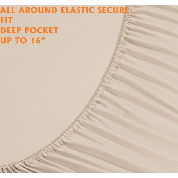 Elegant Comfort Luxuriöse weiche Bettlaken, 1500, Premium-Hotelqualität, Mikrofaser, weich, Knitter- und lichtbeständig, 4-teilig, Twin/Twin XL, Leinen-Creme