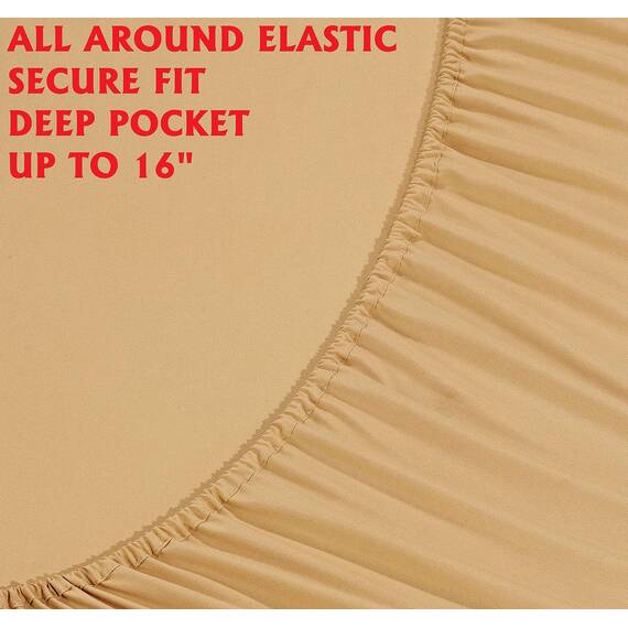 Elegant Comfort Luxuriöse weiche Bettlaken, 1500, Premium-Hotelqualität, Mikrofaser, Weichheit, Knitter- und lichtbeständig, 6-teiliges Bettwäsche-Set, vollständig, Medaillon, Gold