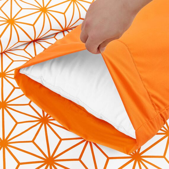 Elegant Comfort Luxuriöse, weiche Bettwäsche, Würfelmuster, hochwertige Hotelqualität, Mikrofaser, Weichheit, Knitter- und lichtbeständig (6-teilig), Bettwäsche-Set, Full, Joyful Orange