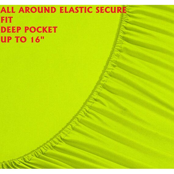 Elegant Comfort Luxuriöse, weiche Bettlaken, 1500, hochwertige Hotelqualität, Mikrofaser, Weichheit, Knitter- und lichtbeständig (6-teilig), Doppelbett-Bettwäsche-Set, Neongrün