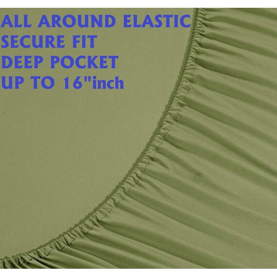 Elegant Comfort Luxuriöse weiche Bettlaken, 1500, Premium-Hotelqualität, Mikrofaser, weich, Knitter- und lichtbeständig, 6-teilig, California King, Olivgrün