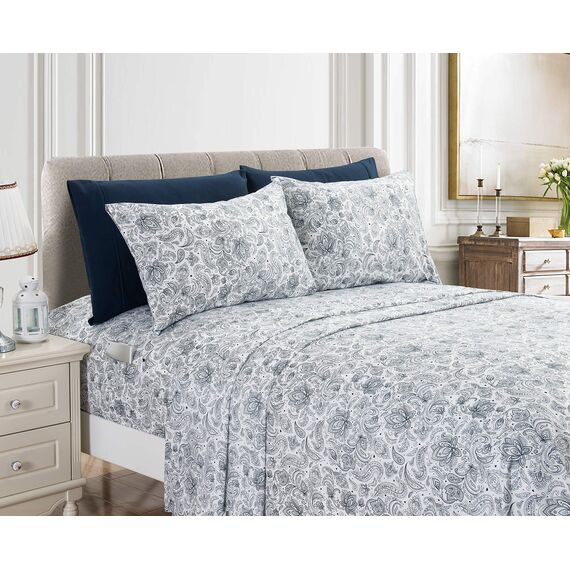 Elegant Comfort Luxuriöse weiche Bettwäsche mit Paisleymuster – 1500 Premium-Hotelqualität, Mikrofaser, weich, Knitter- und lichtbeständig, 4-teilig, Twin/Twin XL, Marineblau