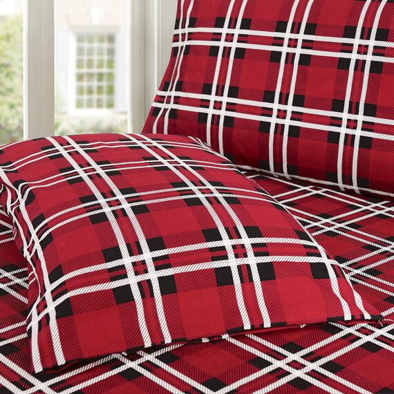 Elegant Comfort Luxuriöses, weiches Bettlaken, Karomuster, 1500, hochwertige Hotelqualität, Mikrofaser, Weichheit, Knitter- und lichtbeständig (6-teilig), komplettes Bettwäsche-Set, kariert,