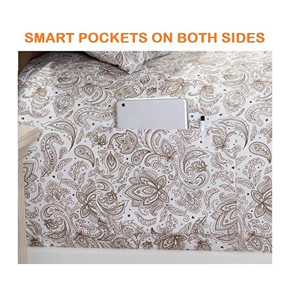Elegant Comfort Luxuriöse, weiche Bettwäsche, Paisley-Muster, hochwertige Hotelqualität, Mikrofaser, Weichheit, Knitter- und lichtbeständig (4-teilig), Doppelbett/Doppelbett, Größe XL, Taupe