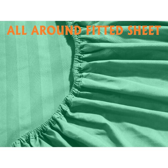 Elegant Comfort Luxuriöse weiche Bettlaken Dobby Stripe 1500, Premium-Hotelqualität, Mikrofaser, Weichheit, knitter- und lichtbeständig (4-teilig), Bettwäscheset, Twin XL, gestreift, Aquamarin