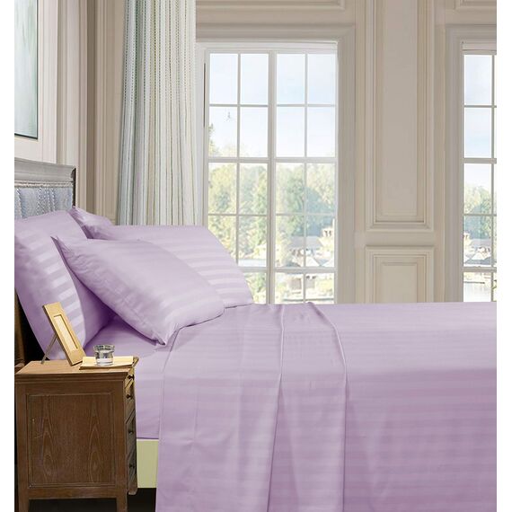 Elegant Comfort Luxuriöses, weiches Bettlaken, Dobby Stripe 1500, Premium-Hotelqualität, Mikrofaser, Weichheit, Knitter- und lichtbeständig (6-teilig), Kingsize-Bett, gestreift, Periwinkel, Lavendel