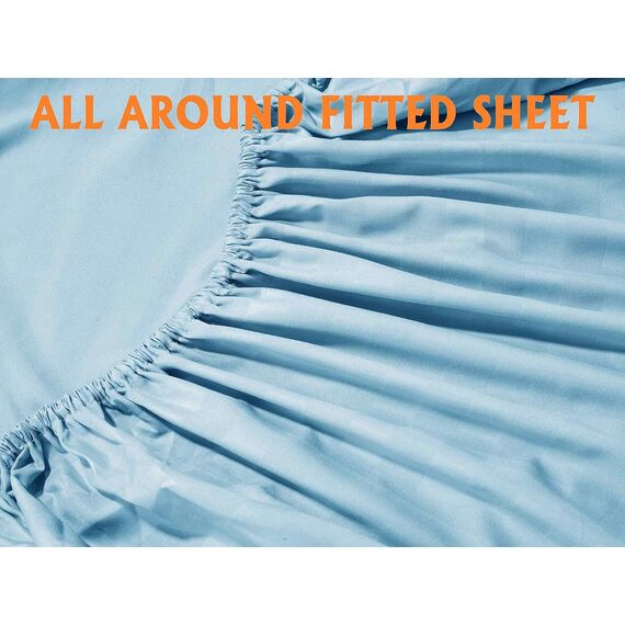 Elegant Comfort Luxuriöse weiche Bettlaken Dobby Stripe 1500, Premium-Hotelqualität, Mikrofaser, Weichheit, Knitter- und lichtbeständig (4-teilig), Bettwäscheset, Twin XL, gestreift, Aquablau