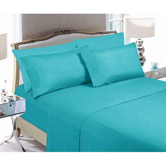 Elegant Comfort Luxuriöse, weiche Bettwäsche, 1500, hochwertige Hotelqualität, Mikrofaser, weich, Knitter- und lichtbeständig (6-teilig), Kingsize-Bett, Santorini, Blaugrün