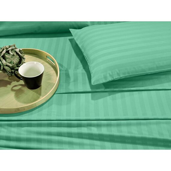 Elegant Comfort Luxuriöse, weiche Bettwäsche Dobby Stripe 1500, Premium-Hotelqualität, Mikrofaser, Weichheit, Knitter- und lichtbeständig (6-teilig), Kingsize-Bett, gestreift, Aquamarin