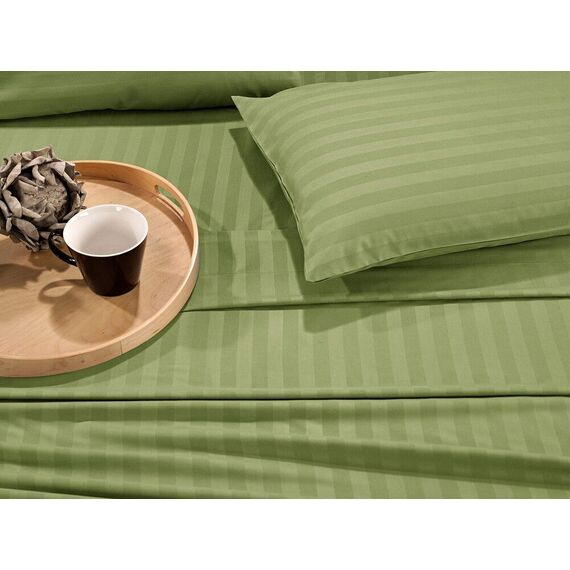 Elegant Comfort Luxuriöse weiche Bettlaken, Dobby-Streifen, 1500, Premium-Hotelqualität, Mikrofaser, weich, Knitter- und lichtbeständig, 6-teilig, California King, Olivgrün