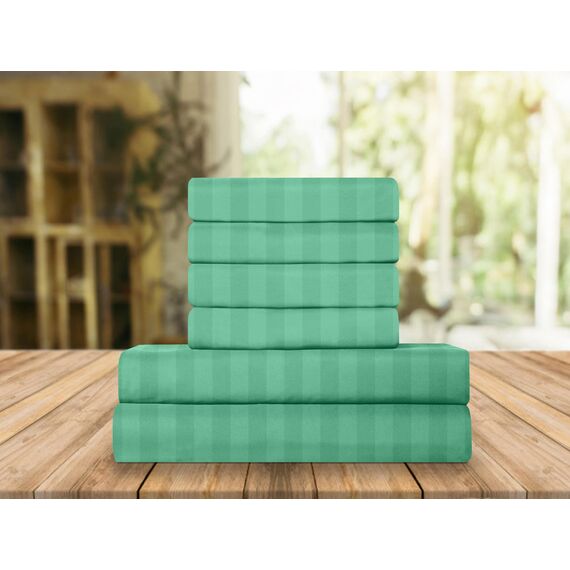 Elegant Comfort Luxuriöse, weiche Bettwäsche Dobby Stripe 1500, Premium-Hotelqualität, Mikrofaser, Weichheit, Knitter- und lichtbeständig (6-teilig), Kingsize-Bett, gestreift, Aquamarin