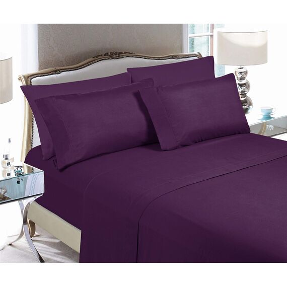 Elegant Comfort Luxuriöse, weiche Bettwäsche, 1500, hochwertige Hotelqualität, Mikrofaser, weich, Knitter- und lichtbeständig (6-teilig), Full, Sangria-Violett