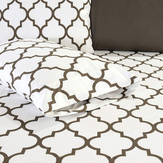 Elegant Comfort Luxuriöse weiche Bettlaken, Vierpass-Muster, 1500, Premium-Hotelqualität, Mikrofaser, Weichheit, Knitter- und lichtbeständig, 4-teilig, Twin/Twin XL, Weiß