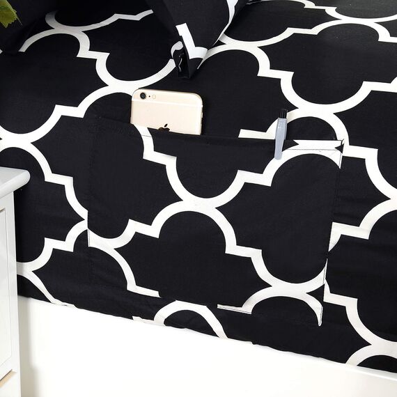 Elegant Comfort Bettwäsche-Set, Knitter- und farbbeständig, 6-teilig Twin/Twin XL Quatrefoil Schwarz