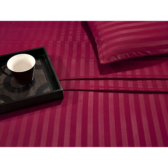 Elegant Comfort Luxuriöse weiche Bettlaken, Fadenzahl 1.500 Perkal, ägyptische Qualität, Weichheit, Knitter- und lichtbeständig, Bettwäsche-Set Queen Streifen Burgunderrot Amaranth
