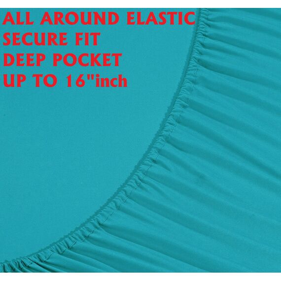 Elegant Comfort Luxuriöse, weiche Bettwäsche, 1500, hochwertige Hotelqualität, Mikrofaser, weich, Knitter- und lichtbeständig (4-teilig), Doppelbett/Doppelbett, Blaugrün (Santorini Teal)